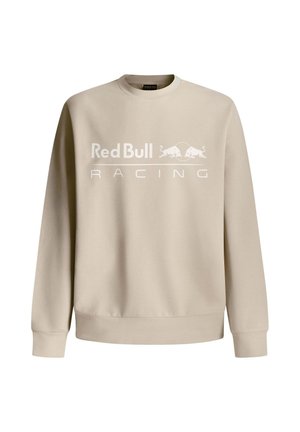 Beige Sweatshirt mit Rundhalsausschnitt, mit dem weißen "Red Bull Racing"-Logo auf der Vorderseite sowie gerippten Bündchen und Saum.
