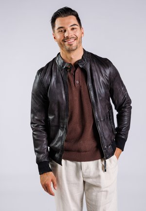 THEIS - Leather jacket - coal