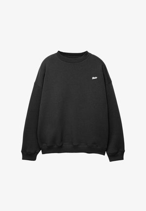Zwarte sweatshirt van een katoenmix, met een geribbelde halslijn en manchetten. Inclusief een klein wit logo op de linkerkant van de borst.