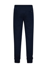 Marinefarbene Jogginghosen aus weichem Stoff, mit einer einzelnen Gesäßtasche, elastischem Bund und Bündchen am Knöchel. Maschinenwaschbar für eine einfache Pflege.