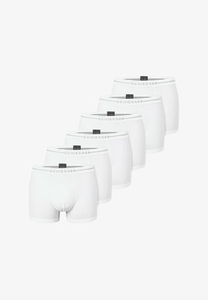 Weiße Boxer-Slips im 6er-Pack aus weichem Stoff, mit enganliegendem Schnitt, elastischem Bund und schwarzen Logo-Akzenten.