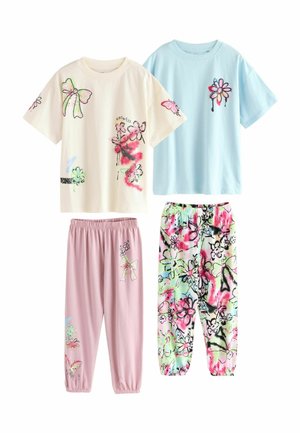 REGULAR FIT - JOGGER 2 PACK SET - Nachtwäsche Set - blue ecru grafitti bow