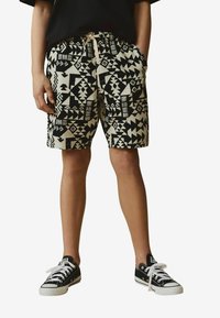 Next - SINGLE FIT - PULL-ON - Shorts - black white aztec Thumbnail Image 1
