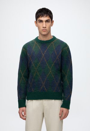 Selected, SLMRAI CREW NECK - Пуловер - pine grove/navy blazer/fir green