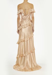 True Decadence COLD SHOULDER RUFFLE - Iltapuku - metallic copper