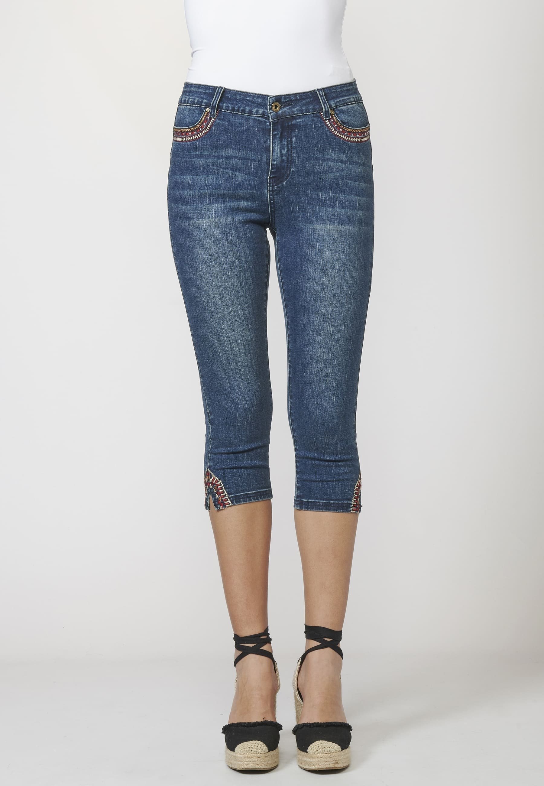 Pantalón short vaquero mujer bajo deshilachado - Venca - 116016