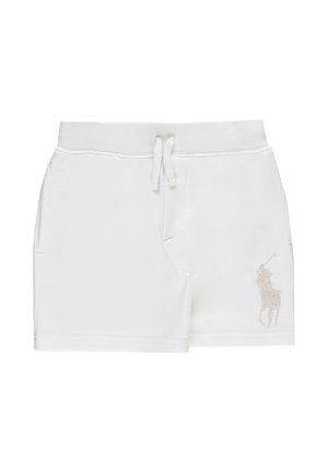 Pantaloncini bianchi con coulisse, tasche laterali e un sottile logo ricamato di un giocatore di polo sulla parte inferiore della gamba destra.