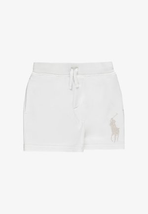 Pantaloncini bianchi con coulisse, tasche laterali e un sottile logo ricamato di un giocatore di polo sulla parte inferiore della gamba destra.