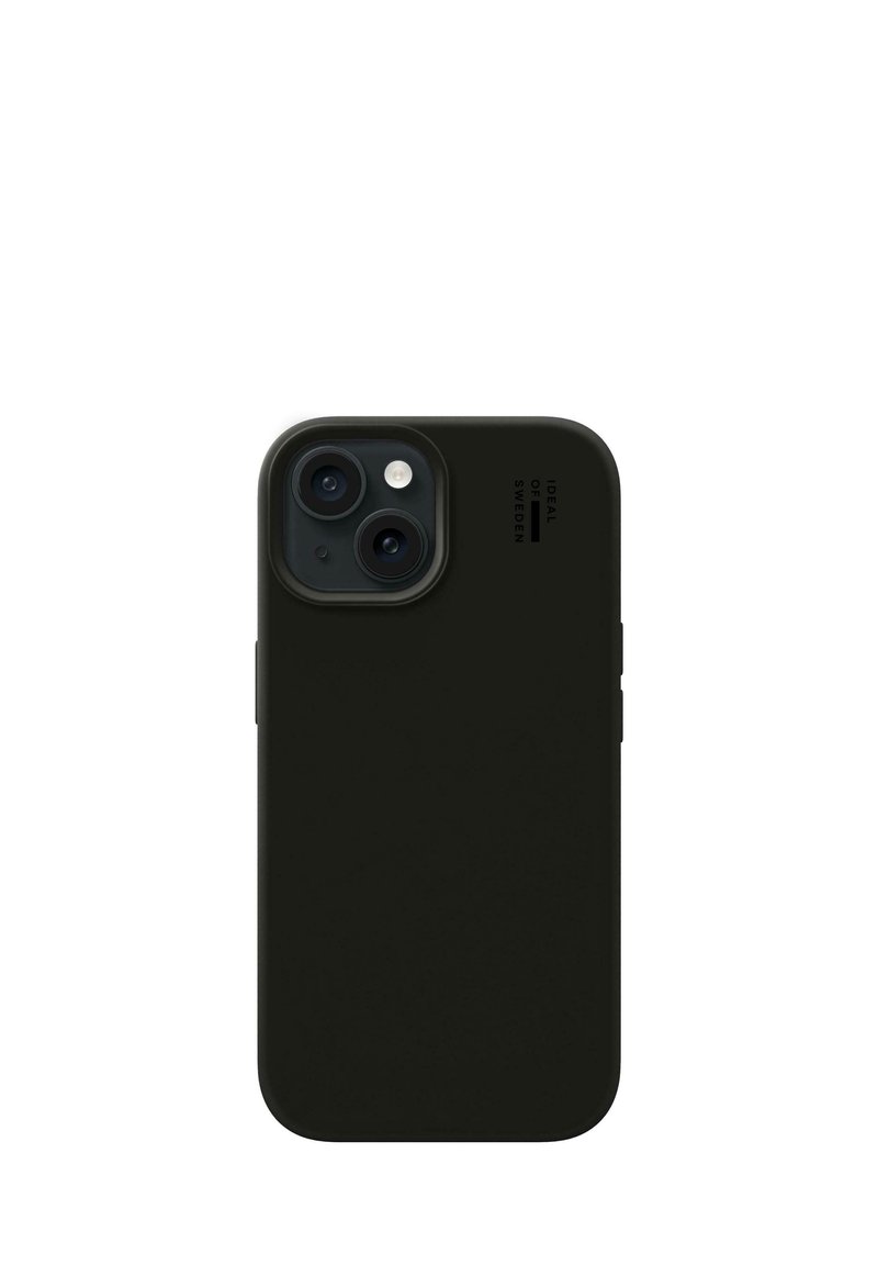 Black phone case with visible camera lenses and button on the side, set against a plain white background.
