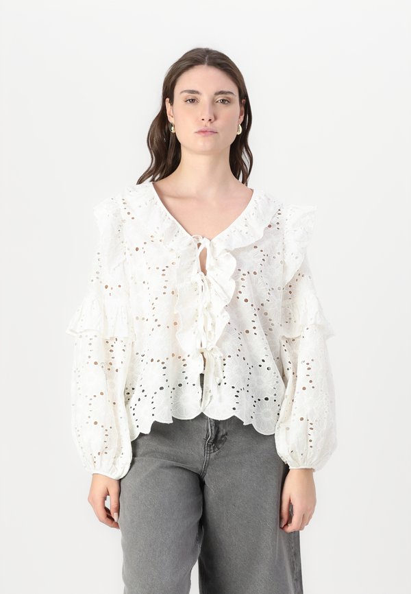 KAREN V NECK - Blouse - cloud dancer