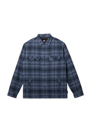 Blåternet button-up skjorte lavet af blødt stof, med to brystlommer, krave og lige skæremuligheder.