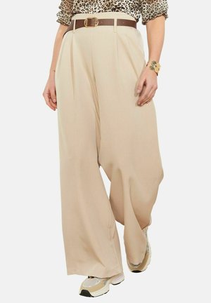 ELEGANT WIDE-LEG - Nohavice - lt beige
