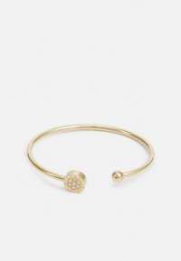 Kuldmetallist käevõru, millel on ümmargune aksent viie sisse ehitatud selge rhinestone'iga ja väike sfääriline otsik.