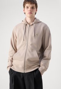 Calvin Klein Jeans LABEL ZIP THROUGH HOODIE - Majica s kapuljačom i patentnim zatvaračem - goat