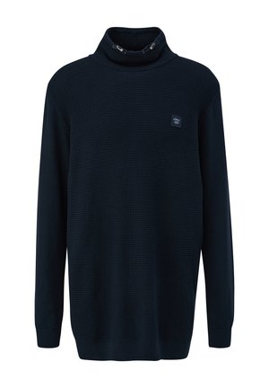 MIT ROLLKRAGEN - Strickpullover - navy