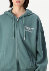 Abercrombie & Fitch Legging-Friendly Logo Full-Zip Hoodie - Φούτερ με φερμουάρ - silver pine