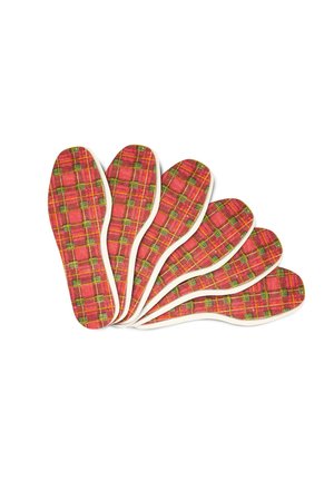 6 PAIR PACK TARTAN STYLE COMFORT - Skosåler - red