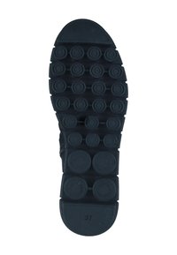 Schwarze Gummisohle mit kreisförmigen Mustern für Traktion, mit der Größenangabe "37", die an der Seite eingeprägt ist.