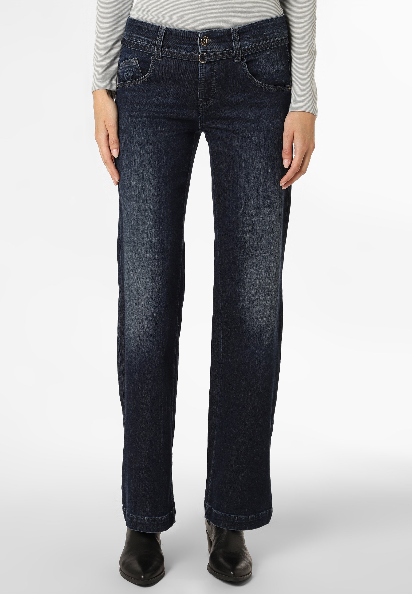 Damen Bekleidung Hosen und Chinos Leggings Cambio Denim Relaxed-Fit Jeans Aimee Seam Schwarz in Blau