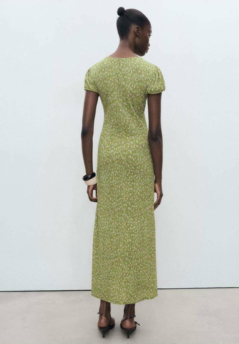 Mango LONG FLORAL WITH OPENING - Maxi dress - green - Zalando Mango LONG FLORAL WITH OPENING - Maxi dress - green - Zalando