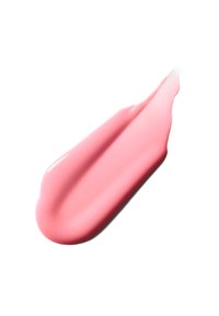 Glatter, glänzender rosa Kosmetikcreme-Strich mit subtilem Schimmer auf weißem Hintergrund.
