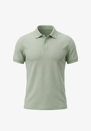 Lichtgroene polo met korte mouwen, kraag en twee knopen, van voren getoond tegen een witte achtergrond.
