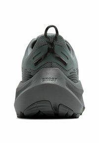Gray running shoe with a textured mesh upper, featuring a pull tab, secure lacing system, and a chunky gray sole with a "GHOST" logo.