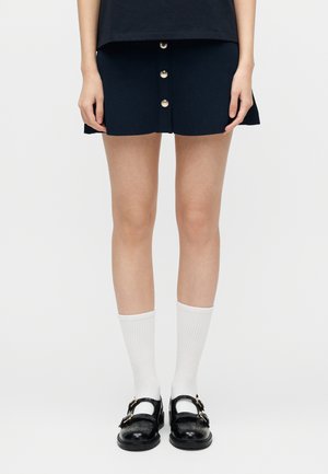 JUPE COTES DETAIL BOUTONS - Minirock - marine