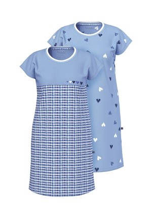 Camicia Da Notte Donna Con Farfalle - Cotone Leggero, Taglie Forti Fino A 62, Blu Melange
