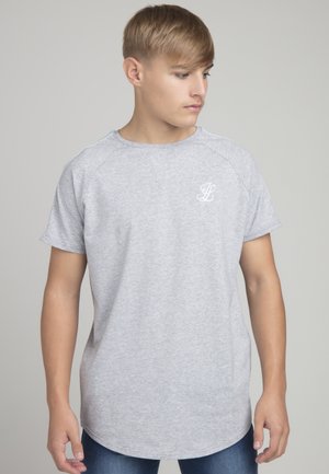 SIGNATURE TAPE - Basic T-shirt - light grey marl aqua & white