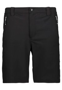 Svarta shorts i lätt tyg, med rak skärning, dragkedjefickor på b�åda sidor och en knappstängning i midjan.