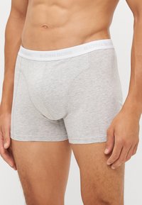 Boxeri gri dintr-un material moale, având un tiv elastic alb cu logo-ul "BJÖRN BORG". Design ajustat, cu detalii de cusătură.