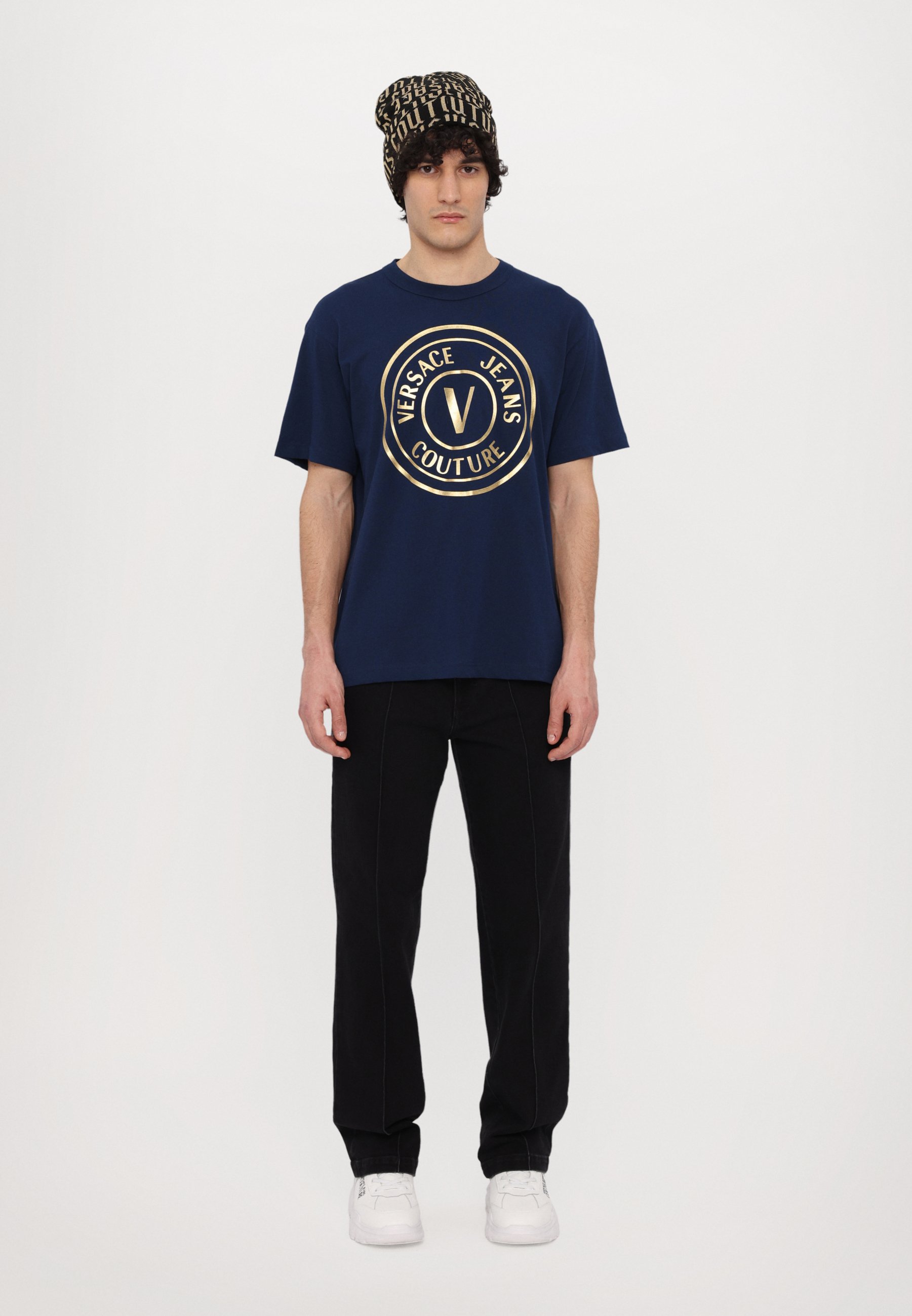Versace Jeans Couture Print T-shirt - ocean\gold/black - Zalando.ie