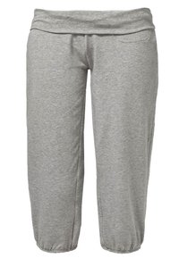Pantaloni sportivi grigi in cotone con vestibilità rilassata, vita elastica e polsini arricciati. Presentano tasche laterali e un morbido tessuto testurizzato.