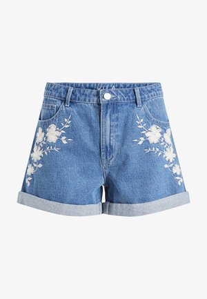 VILA, VIWOODY FESTIVAL - Τζιν σορτς - medium blue denim cloud dancer embroidery