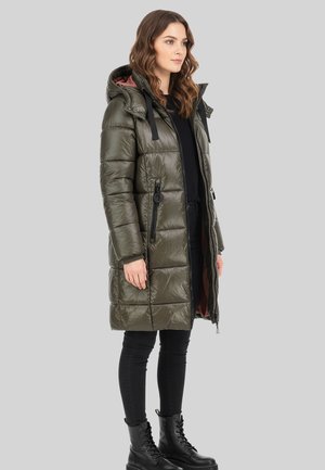 LANGE JACKE MIT KAPUZE UND REISSVERSCHLUSS FÜR KALTE TAGE - Wintermantel - grün