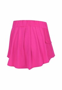 Leuchtend pinker Sportrock mit Falten und einer seitlichen Tasche mit kleinen Perforationen zur Belüftung.