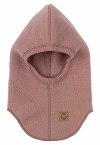 Fleece-Balaclava in sanftem Pink. Verfügt über eine runde Kapuze, gerippte Kanten und eine genähte Naht. Enthält ein Markenlogo-Tag an der Seite.