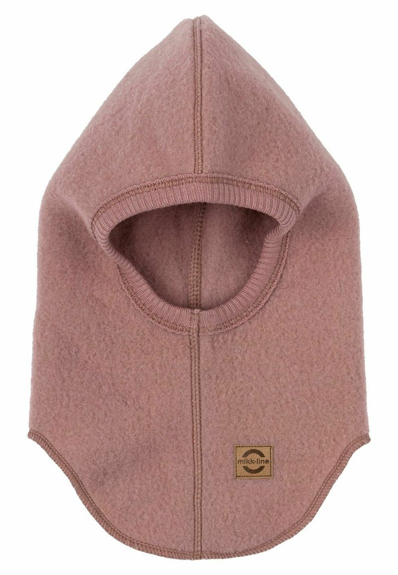 Fleece-Balaclava in sanftem Pink. Verfügt über eine runde Kapuze, gerippte Kanten und eine genähte Naht. Enthält ein Markenlogo-Tag an der Seite.
