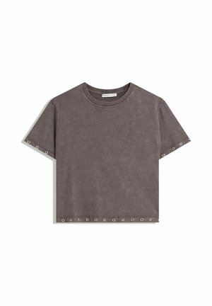 SHORT SLEEVE WITH EYELETS - T-shirt print - dark green