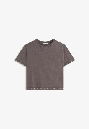 SHORT SLEEVE WITH EYELETS - Majica kratkih rukava s printom - dark green