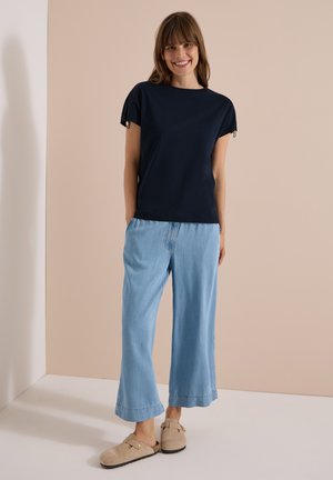 Cecil, T-SHIRT WITH RUCHING IN A SOLID COLOR - T-shirt con stampa - universal blue