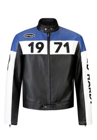 Ed Hardy - MOTO BIKER - Kunstlederjacke - black blue white Thumbnail-Bild 1