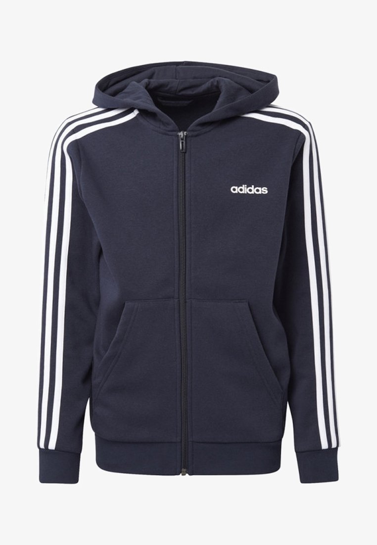 adidas Performance ESSENTIALS 3-STRIPES HOODIE - Tröja med dragkedja - blue