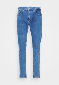 Ljust blå denimjeans med rak passform, med en klassisk femficksdesign, knapplås och subtila bleknade detaljer p å tyget.