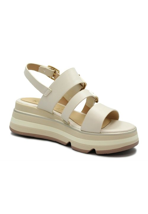 VOLATILE Sandali Con Zeppa In Pelle Metallizzata – Bianco Mimetico, Taglia 41.5 EU