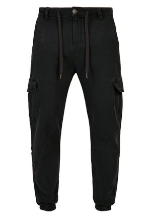 Urban Classics KNITTED CARGO JOGGING PANTS - Hlačami s stranskimi žepi - black