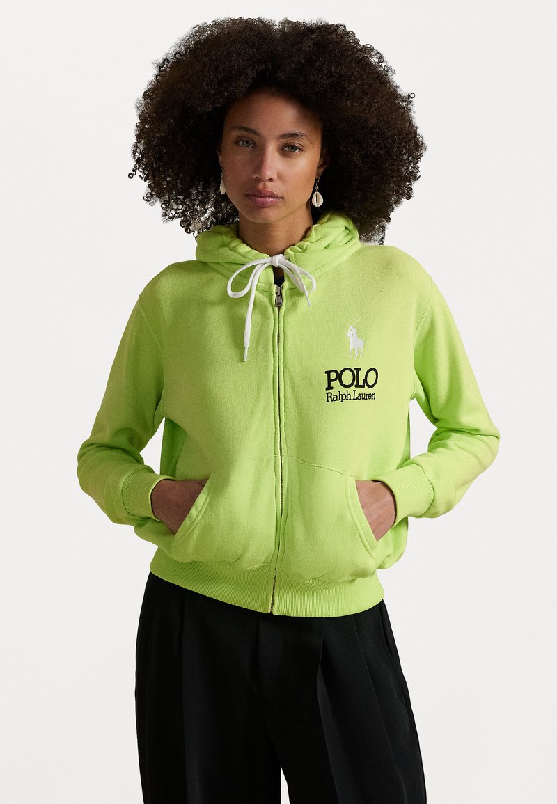 Polo Ralph Lauren BIG PONY LIGHTWEIGHT FLEECE ZIP HOODIE - Camisola com fecho - electric lime