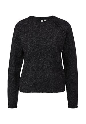 QS MIT ROLLSAUM - Strickpullover - schwarz