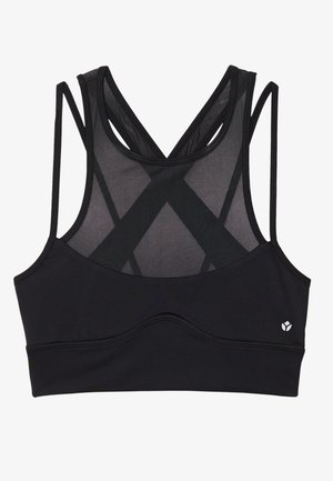 MEDIUM SUPPORT SPORTS BRA WITH MESH FRONT AND CROSS BACK - Sport-BH med medium stöd - black